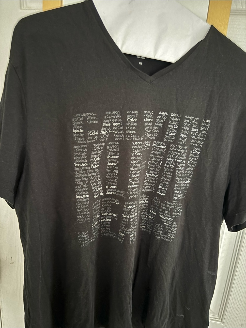 Calvin Klein Black V-Neck Logo Graphic Tee